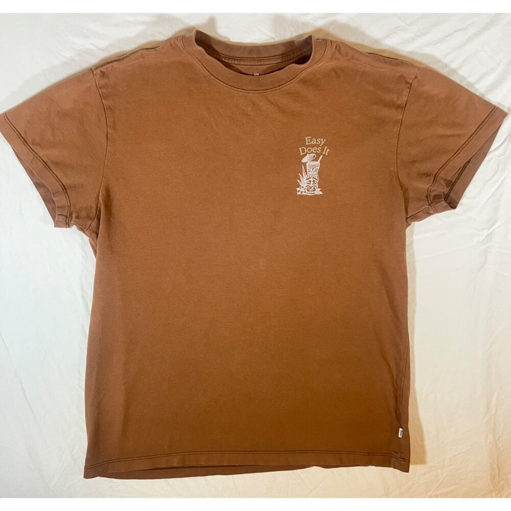 Katin By Kanvas "Easy Does It" Womens T-Shirt SZ S Brown 100% Organic Cotton
